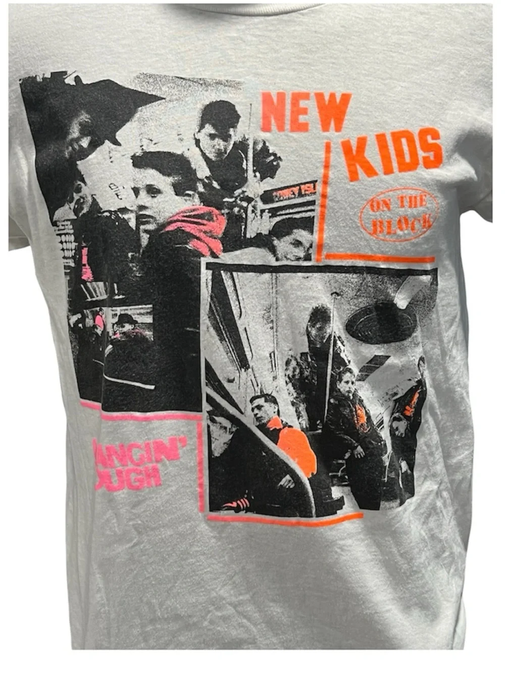 Vintage 1989 New Kids On The Block NKOTB T Shirt Hangin Tough Tour Large White - Picture 2 of 10